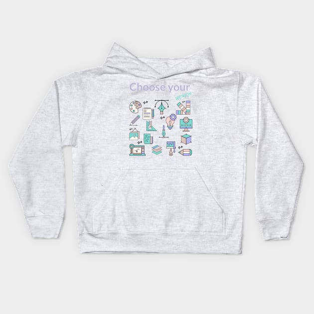 Diseñador, Choose your weapon Kids Hoodie by magenta-dream